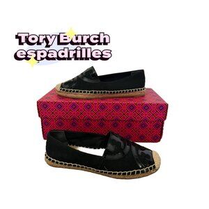 NWOT Tory Burch Poppy Espadrille Flat (Black/Black) Women's Shoes US size 5.5